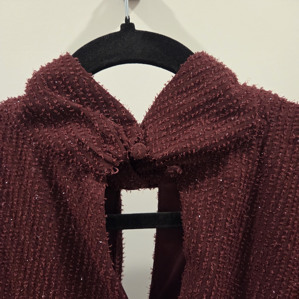 Nine West Burgundy Blouse with Keyhole Neckline - Picture 2 of 4